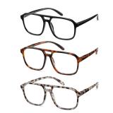 Kafirlo Aviator cheaters Reading Glasses Women Anti Blue Light Blocking Computer Readers Trendy Oversized Oprah Style Big fake Frame Stylish Designer Cute Funky Fashion Tortoise Ladies 2 Pack +1.00