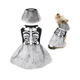 Halloween Skeleton Puppy Tulle Dress for Small Dogs Girl Costume Puppy Cat Appare (X-Large)