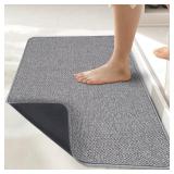 Bath Mat,Ultra Thin Bath Rugs,Rubber Bath Mats for Bathroom,Quick Dry,Non-Slip,Machine Washable,Fit Under Door,Super Absorbent Bathroom Rugs for Bathroom Floor,Shower,Sink.(Grey,17