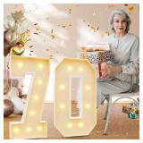 imprsv 3FT 70th Birthday Decorations Numbers: 70th Birthday Party Anniversary Decorations Large Light Up Numbers 70 for Men Women