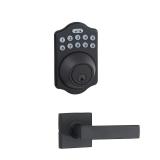 Amazon Basics Traditional Electronic Keypad Deadbolt Door Lock with Passage Lever, Matte Black, 7.83 cm x 12.91 cm