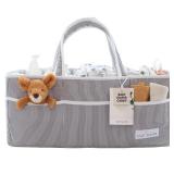 Lily Miles Baby Diaper Caddy - Organizer Tote Bag for Infant Boy or Girl - Baby Shower Basket - Nursery Must Haves - Registry Favorites - Newborn Caddie Car - Gray/Gray, Extra Large