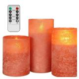 ANGELLOONG Orange Flameless Candles with Remote, Real Wax Battery Operated LED Pillar Candles for Wedding, Flickering Fake Fall Candles, Orange Home Decor for Bathroom, Kitchen, Party