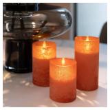 ANGELLOONG Orange Flameless Candles with Remote, Real Wax Battery Operated LED Pillar Candles for Wedding, Flickering Fake Fall Candles, Orange Home Decor for Bathroom, Kitchen, Party