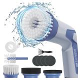 Electric Spin Scrubber, Cordless Power Scrubber, Electric Scrubber for Cleaning with 8 Replaceable Brush Heads (K3-Blue)