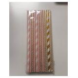 KTOJOY Biodegradable Paper Straws, 25 Pink Straws/Gold Straws for Party Supplies, Birthday, Wedding, Bridal/Baby Shower Decorations and Holiday Celebrations