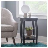 Powell Furniture Round Table with Shelf, Black