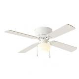 Mainstays 42 Inch Hugger Metal Indoor Ceiling Fan with Light White 4 Blades LED Bulb Reverse Airflow