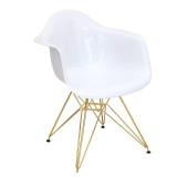 Neo Flair Mid Century Modern Gold Metal Legged Dining Chair Polycarbonate/White - LumiSource - Retail: $275.48