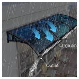 Awning for Door Window Exterior with Aluminum Bracket, Front Door Overhang Awning with Black Bracket for Sun Shutter, UV, Rain and Snow ProtectionâBlueâ60x400cm/24x158in