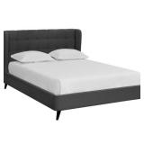 Viviana Queen Bed in Tufted Dark Grey Fabric by Brant House