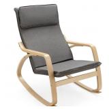 Costway Modern Bentwood Rocking Chair Fabric Upholstered Relax Rocker Lounge Chair Gray