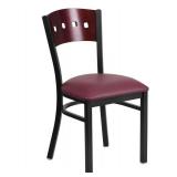 Flash Furniture XU-DG-6Y1B-MAH-BURV-GG HERCULES Series Black Decorative 4 Square Back Metal Restaurant Chair, Mahogany Wood Back, Burgundy Vinyl Seat