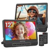 WONNIE 12" Dual Car DVD Players Portable DVD Players for Car Headrest Play a Same or Two Different Movies with 5-Hour Rechargeable Battery, Mounting Brackets, All Region, Support USB/Sync TV - Retail: