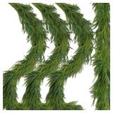 Artificial Norfolk Pine Garlands 3pcs Christmas, 9 FT Dense Real Touch Winter Pine Garland Ornament, Green Artificial Greenery Garland for Table, Mantle, Wall, Indoor, Outdoor Christmas Decorations - 