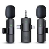 PQRQP 3 in 1 Wireless Microphone for iPhone, Android, Camera, USB-C Microphone, Wireless Lavalier Microphone, Mini Microphone, Noise Canceling Lapel Mic for Interview Video Podcast Vlog YouTube