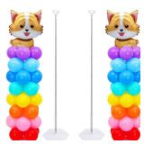 Chamvis 2 Set Balloon Column Kit - 6.56 feet Balloon Column Stand with Base for Baby Shower, Birthday Party, Graduation, Wedding Kids Party Centerpieces Decorations