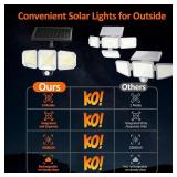 Solar Outdoor Lights, 243 LED 3500LM Motion Sensor Outdoor Lights, IP65 Waterproof 3 Heads Solar Security Lights with Remote Control, 270°Wide Angle Flood Wall Lights for Yard with 3 Modes (2 Pack)