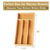 Upassion Bamboo Kitchen Drawer Organizer, 7 Inch Silverware Utensil Holder for Small Drawer, Wood Silverware Organizer for Cutlery