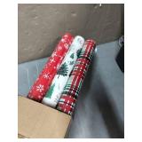 Hallmark Red Green Gold Christmas Wrapping Paper Set (90 sq. ft. ttl 10 Bows 4 Ribbon Colors 40 Gift Tag Stickers) Stripes Snowflakes Trees