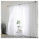 OWENIE White Sheer Curtains 96 Inch Length, Elegant Sheer Curtains for Bedroom, Window Voile Sheer Curtain Panels/Drapes/Treatment for Living Room, 2Pcs, Each 42" W x 96" L