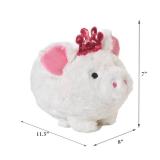 White Plush Piggy Bank for Kids with Pink Princess Crown, Stuffed Animal Coin Banks with Stopper â Princess Piggy Bank for Girls