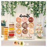 Generic 6 Pack Donut Stand Set Includes 2 Donut Wall 2 Donut Display Stand 2 Donut Board, Doughnut Wall, Decorative Doughnut and Bagel Holder for Birthday, Wedding, Baby Shower, Party, Wood