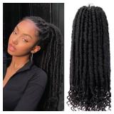 Goddess Locs Crochet Hair 6 Packs 18 Inch Straight Faux Locs Crochet Hair for Black Women, Crochet Pre-Looped Curly Hair Soft Faux Locs Synthetic Braiding Hair Extensions (18 Inch, 6 Packs, 1B#)