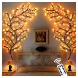 Willow Vine Lights with Remote, 7.9Ft 144 LEDs Christmas Indoor Home Decorations Flexible Enchanted Fairy Lights, Artificial Plants Tree Branches Lighted for Wall Bedroom Living Room Decor (1 Pack)