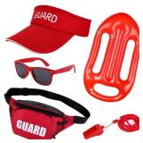 Vifcotlyp 5 PCS Guard Costume Set, Guard Costume Accessories Guard Visor Sunglasses Fanny Pack Guard Floats Whistle with Lanyard for Men Women Boys Girls for Beach Fancy Dress up Party