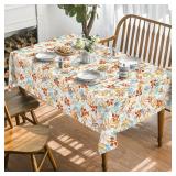 Horaldaily Fall Tablecloth 60x84 Inch Rectangular, Thanksgiving Autumn Harvest Orange Blue Watercolor Leaf Table Cover for Party Picnic Dinner Decor