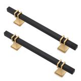 Lepatape 10 Pack 5 inch Black and Gold Cabinet Pulls Kitchen Cabinet Handles, Black and Gold Cabinet Handles Square Dresser Drawer Pulls Black Kitchen Cabinet Hardware