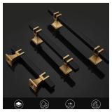 Lepatape 10 Pack 5 inch Black and Gold Cabinet Pulls Kitchen Cabinet Handles, Black and Gold Cabinet Handles Square Dresser Drawer Pulls Black Kitchen Cabinet Hardware