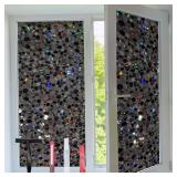 Total Blackout Window Film Privacy 100% UV Blocking Window Tint for Home, 3D Pebble Decorative Window Film,Static Cling Heat Control Stained Glass Window Clings for Bathroom,Black (17.5 x 78.7 Inch)