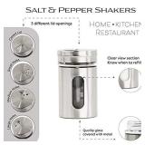 Silver Salt Pepper Shakers Retro Spice Jars Glass - Set of 2