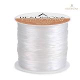 BEADNOVA 1mm Elastic Stretch Crystal String Cord for Jewelry Making Bracelet Beading Thread 60m/roll (Clear White)