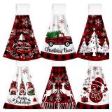 Jingmore 6 Pcs Christmas Hanging Kitchen Towels with Loop Christmas Hand Tie Towels Camping Dish Towels Gnome Snowman Microfiber Drying Baking Cooking Cloth Xmas Kitchen Decor(Red,Christmas)