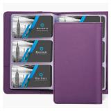 MaxGear Business Card Organizer, Portable Business Card Holder Book for Men & Women, 240 Business Cards Credit Card Binder Professional Business Card Holders Name Card Holder File Storage, Purple