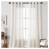 Grommet Cream Linen Curtains 96 inches Long for Living Room Dining Aesthetic Neutral Decor Farmhouse Boho Light Filtering Semi Sheer Curtains 96 inch Length Patio Sliding Door Bedroom Drapes 8 Ft