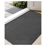 Color&Geometry Door Mat 17"x29", Front Door Mat Indoor Rugs for Entryway, Non Slip Washable Low-Profile Inside Door Mat, Entry Mat Entry Rug Door Mat Indoor Entrance, Grey (Rolled-up NO Creases)