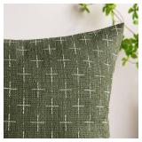 MIULEE Pack of 2 Decorative Burlap Linen Throw Pillow Covers Modern Farmhouse Pillowcase Rustic Woven Textured Cushion Cover for Sofa Couch Bed 24x24 Inch Olive Green