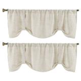 Home Queen Tie Up Curtain Valance Window Topper for Living Room, Adjustable Balloon Rod Pocket Drape Valence, Set of 2, 54 X 18 Inch, Linen