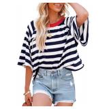 Dokotoo Womens Tops Summer Blouses for Women Dressy Casual Striped Spring Fashion 2024 Trendy Cute Crop Tops 2025 Spring Shirts Business Casual Women