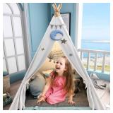 Sumerice Teepee Play Tent for Kids with Carry Case, Foldable Girls Playhouse Toy Tent, Gift for Baby Toddler to Play Game Indoor and Outdoor