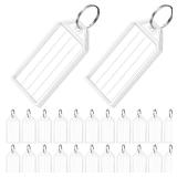 200 Pack Tough Plastic Key Tags White Item Identifiers with Split Ring Label Window Container 2 Inch ID Luggage Tag Key Ring Key Chain