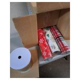 Hallmark Christmas Wrapping Paper Set (90 sq. ft. ttl 10 Bows 4 Ribbon Colors 40 Gift Tag Stickers) Stripes Snowflakes Trees