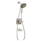 Delta Faucet Vesna 14 Series Single-Handle Shower Trim Kit with 5-Spray H2Okinetic In2ition Dual Hand Held Shower Head with Hose, SpotShield Brushed Nickel 144789-SP-I (Valve Included) - Retail: $237.