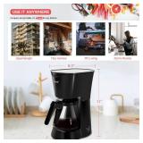 CAYNEL Drip Coffee Machine With 750ML Removable Water Reservoir- 120V 5 Cups Drip Coffee Machine for Home, Office, Convenient and User Friendly with Permanent Filter (Black)