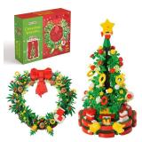 Christmas Tree or Wreath Building Set for Adults and Kids, Creator Building Toy Kit for Holiday Decoration, Tabletop Christmas Tree Gift, 2 Building Options in 1 Set, Compatible with Lego