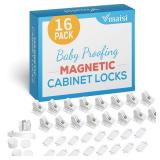 Child Safety Magnetic Cabinet Locks - Vmaisi Children Proof Cupboard Baby Locks Latches - Adhesive for Cabinets & Drawers and Screws Fixed for Protection